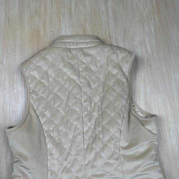Entro Ivory Quilted Winter Full Zip Sleeveless Outdoor Casual Chic Vest Large - Picture 16 of 16